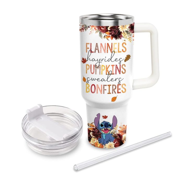 Custom Fall Travel Mug With Cute Blue Character - Personalized Name, Perfect For Autumn Vibes - Image 3