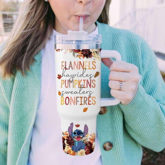 Custom Fall Travel Mug With Cute Blue Character - Personalized Name, Perfect For Autumn Vibes - Image 5