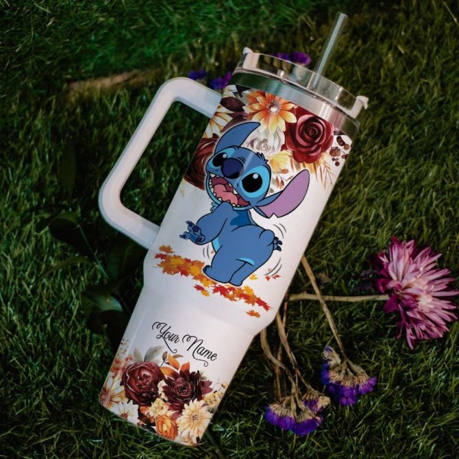 Custom Fall Travel Mug With Cute Blue Character - Personalized Name, Perfect For Autumn Vibes - Image 6