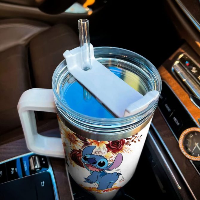 Custom Fall Travel Mug With Cute Blue Character - Personalized Name, Perfect For Autumn Vibes - Image 4