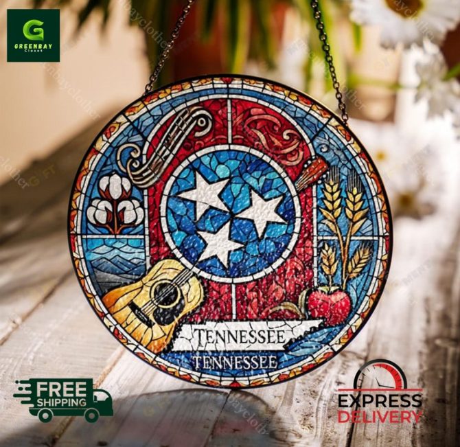 Stunning Tennessee Stained Glass Sun Catcher - Express Delivery!