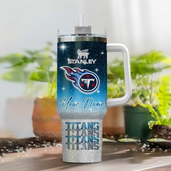Customizable Stanley Cup Tumbler With Handle - Tennessee Titans Logo & Your Name - Image 2