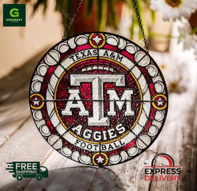 Texas A&M Aggies Stained Glass Ornament - Perfect Gift For Football Fans - Free Shipping!