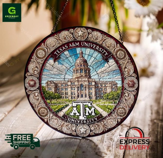 Texas A&M University Stained Glass Ornament - Free Shipping & Express Delivery!