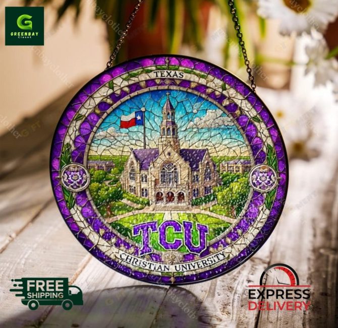 Stunning Tcu Stained Glass Suncatcher – Perfect Gift For Texas Christian University Fans – Free Shipping!