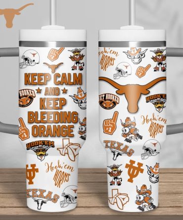 Texas Longhorns Tumbler Mug - Keep Calm & Bleed Orange Design - Perfect Gift For Fans!