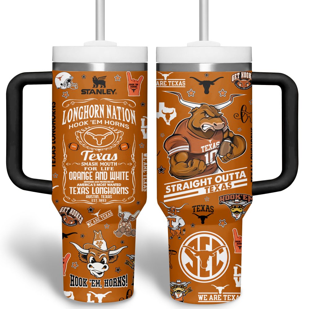 Texas Longhorns Tumbler - 20Oz Insulated Travel Mug , Hook 'Em Horns Design , Perfect For Fans! - Image 7
