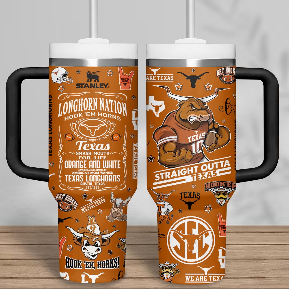 Texas Longhorns Tumbler - 20Oz Insulated Travel Mug , Hook 'Em Horns Design , Perfect For Fans! - Image 6