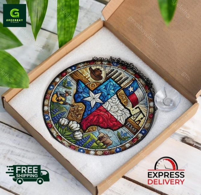 Stunning Texas-Themed Stained Glass Suncatcher - Express Delivery Available! - Image 5