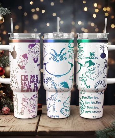 Festive Grinch Tumbler Set - 40Oz Insulated Stanley Cups With Lid & Straw - Perfect Holiday Gift!