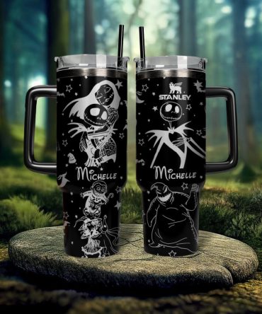 Custom Jack Skellington Tumbler Mug With Handle - Personalized Gift 20Oz