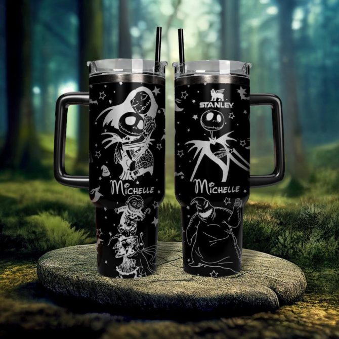 Custom Jack Skellington Tumbler Mug With Handle - Personalized Gift 20Oz