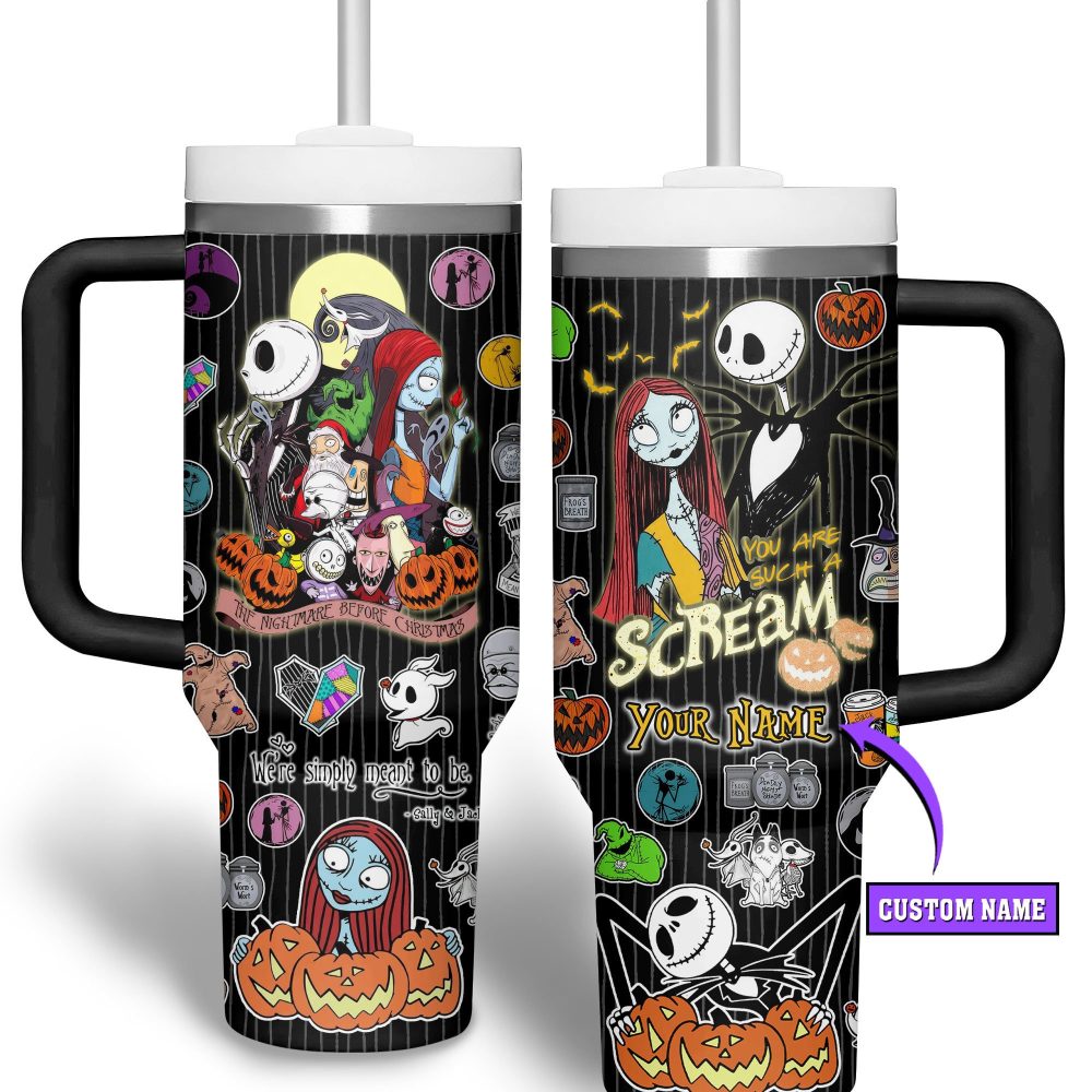 Personalized Nightmare Before Christmas Tumbler - Add Your Name To Spooky Halloween Design