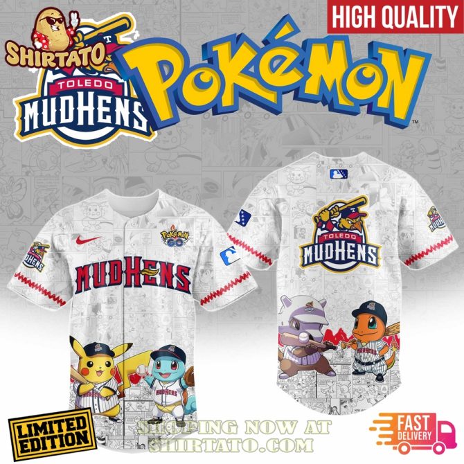 Limited Edition Pokémon X Toledo Mud Hens Baseball Jersey - Fast Delivery!