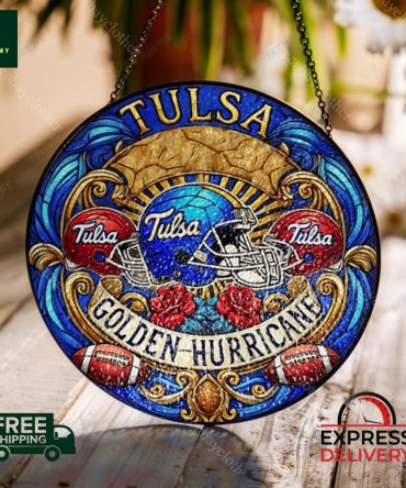 Stunning Tulsa Golden Hurricane Stained Glass Sun Catcher – Free Shipping & Fast Delivery!