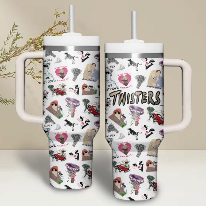 Fun Twist Design Tumbler With Handle & Straw - Perfect For On-The-Go Drinks!