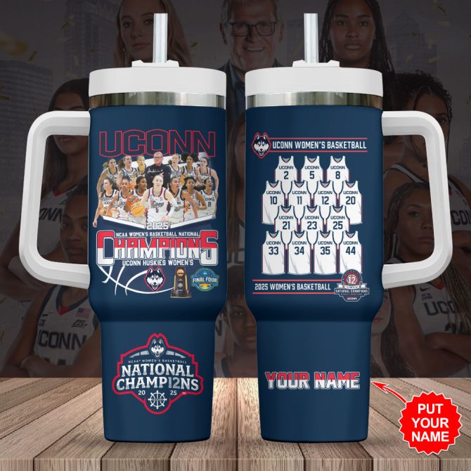 Custom Uconn Women'S Basketball 2025 National Champions Tumbler - Add Your Name!