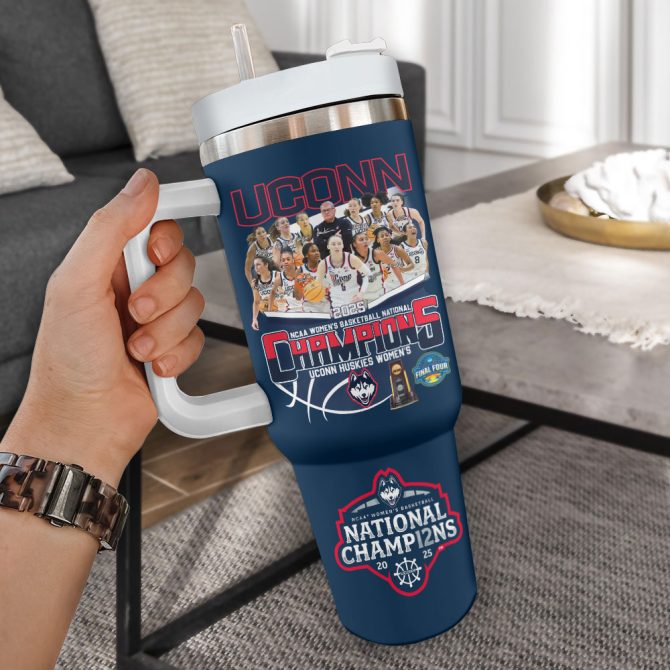 Custom Uconn 2025 Women'S Basketball Champions Tumbler – Add Your Name! - Image 2