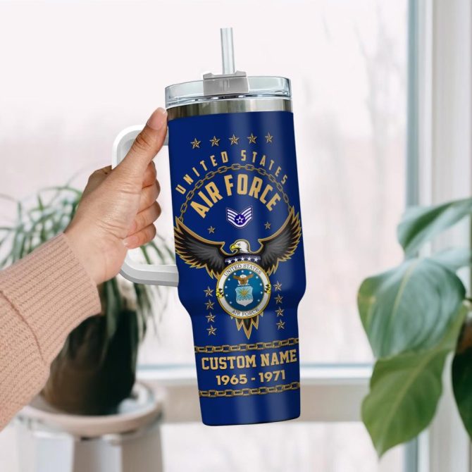 Custom Air Force Veteran Tumbler – Personalized Name, Rank & Service Years, 20Oz Travel Mug - Image 2