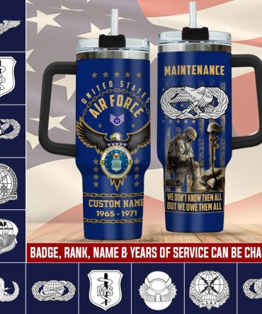 Custom Air Force Veteran Tumbler – Personalized Name, Rank & Service Years, 20Oz Travel Mug