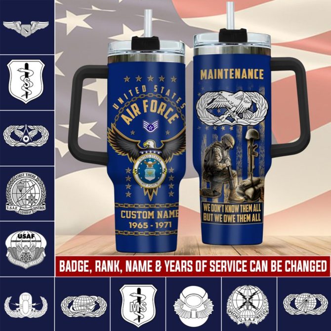 Custom Air Force Veteran Tumbler – Personalized Name, Rank & Service Years, 20Oz Travel Mug