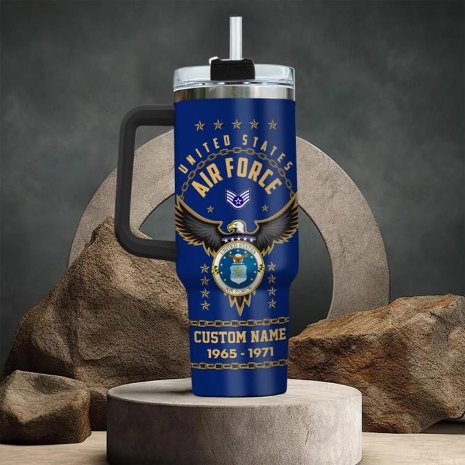 Custom Air Force Veteran Tumbler – Personalized Name, Rank & Service Years, 20Oz Travel Mug - Image 3