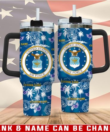 Custom Us Air Force Tumbler With Handle & Straw - Personalized Military Gift