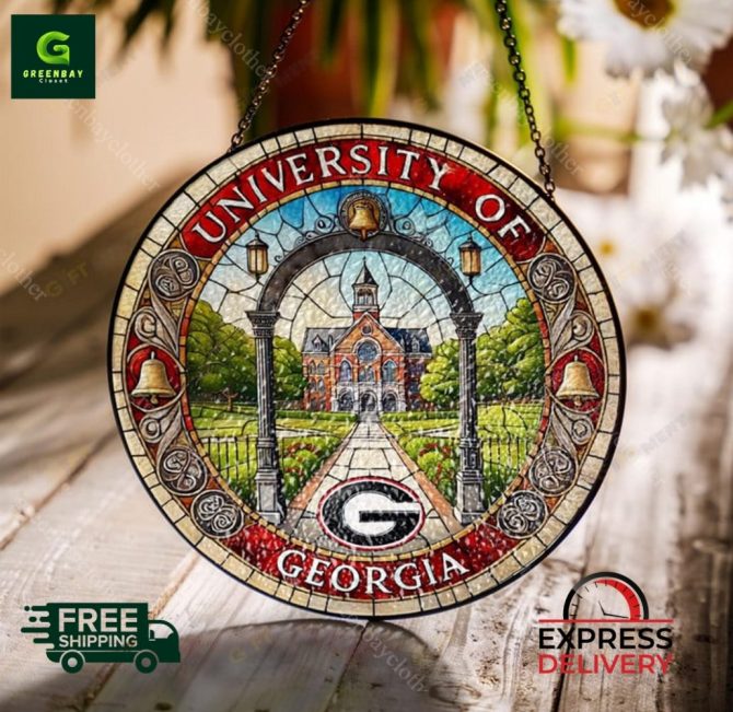 University Of Georgia Stained Glass Hanging Decor – Free Shipping & Express Delivery!
