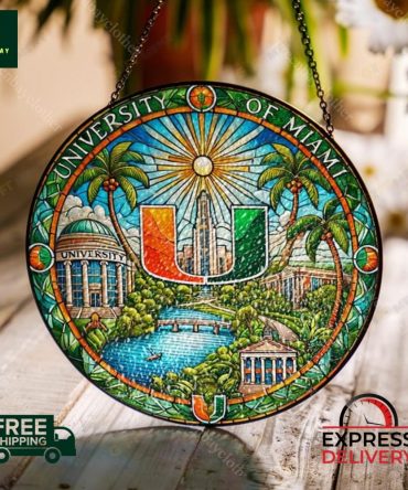 University Of Miami Stained Glass Suncatcher – Vibrant Home Decor With Free Shipping!