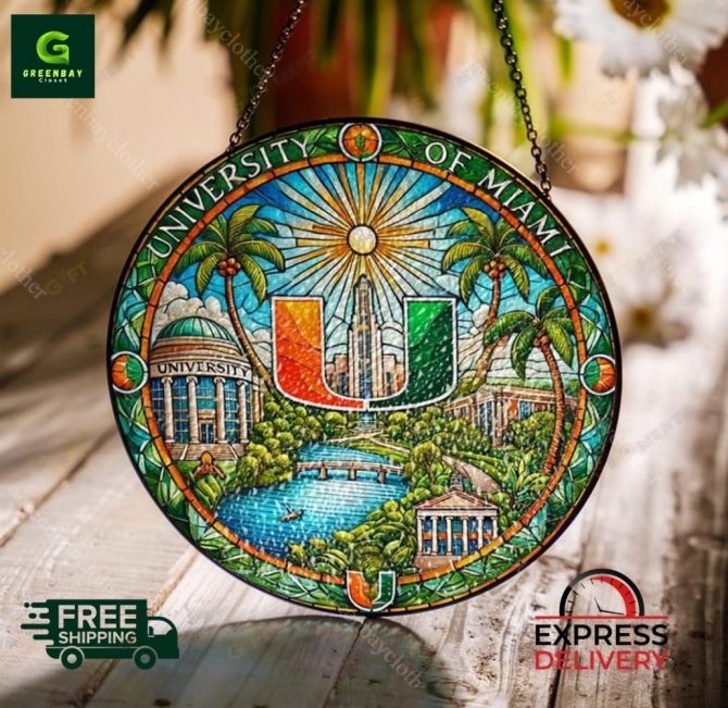 University Of Miami Stained Glass Suncatcher – Vibrant Home Decor With Free Shipping!