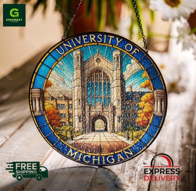 University Of Michigan Stained Glass Suncatcher - Free Shipping & Express Delivery!