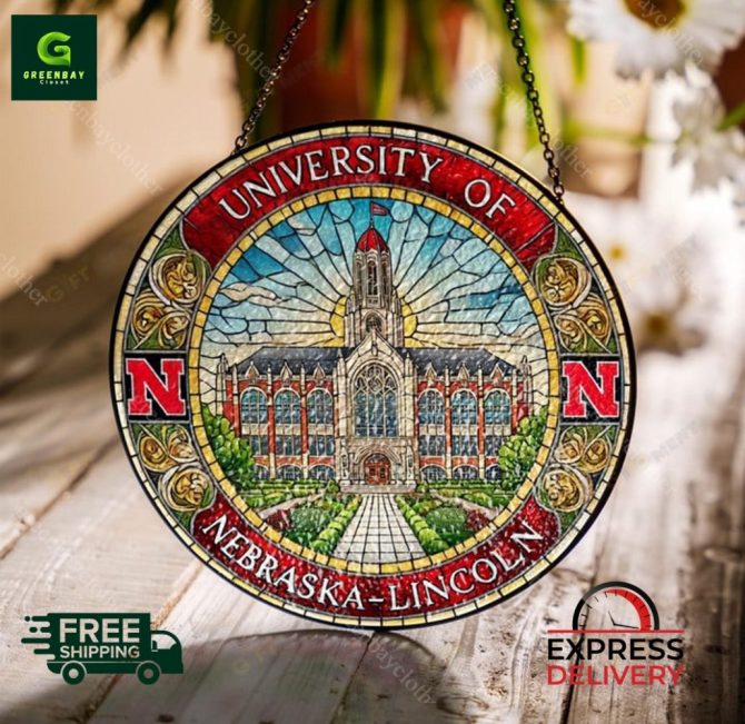 University Of Nebraska-Lincoln Stained Glass Sun Catcher - Unique Decor With Free Shipping & Express Delivery