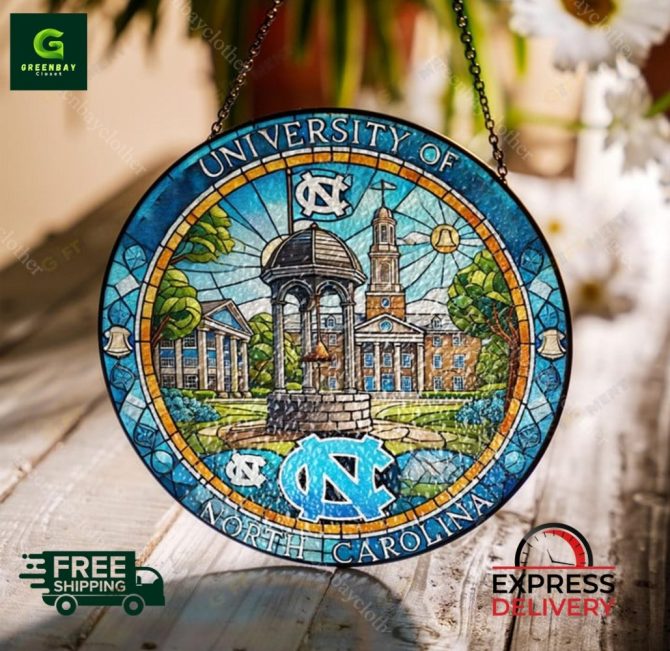Unc Chapel Hill Stained Glass Ornament - University Of North Carolina Decor - Free Shipping!