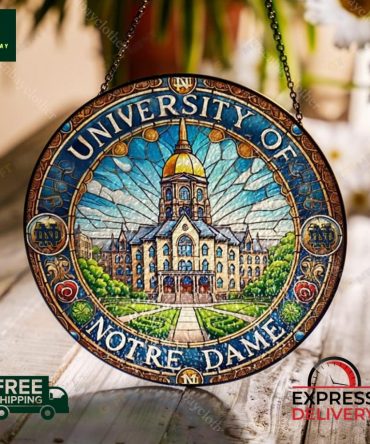 University Of Notre Dame Stained Glass Window Sun Catcher - Free Shipping & Express Delivery!