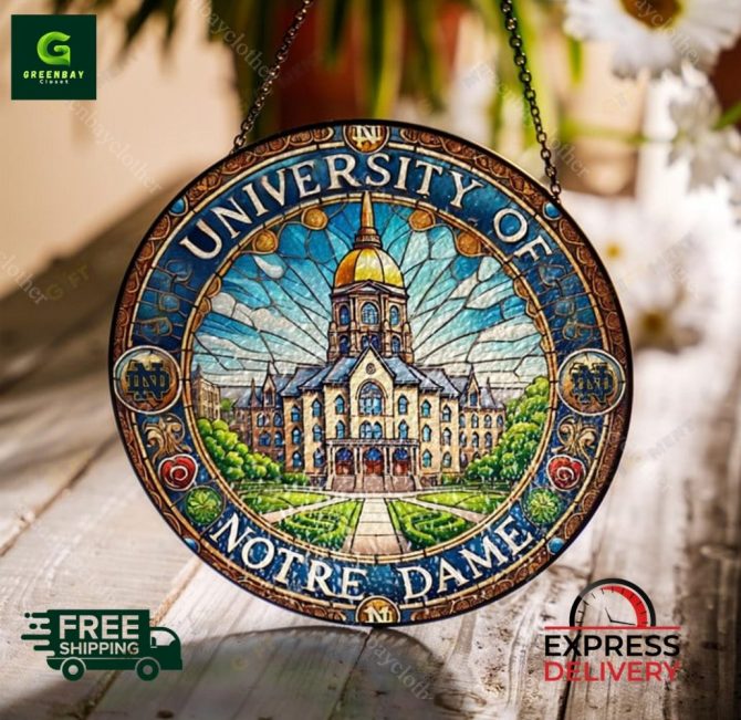 University Of Notre Dame Stained Glass Window Sun Catcher - Free Shipping & Express Delivery!