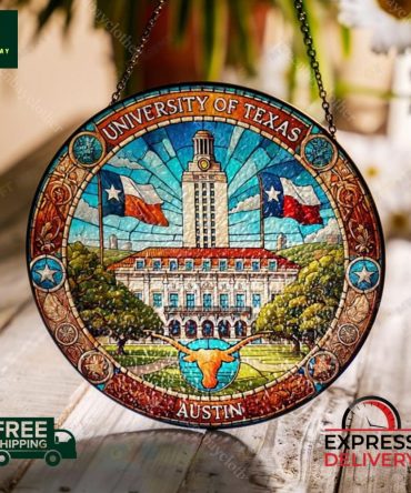 University Of Texas Stained Glass Sun Catcher - Beautiful Longhorn Decor , Free Shipping & Express Delivery!