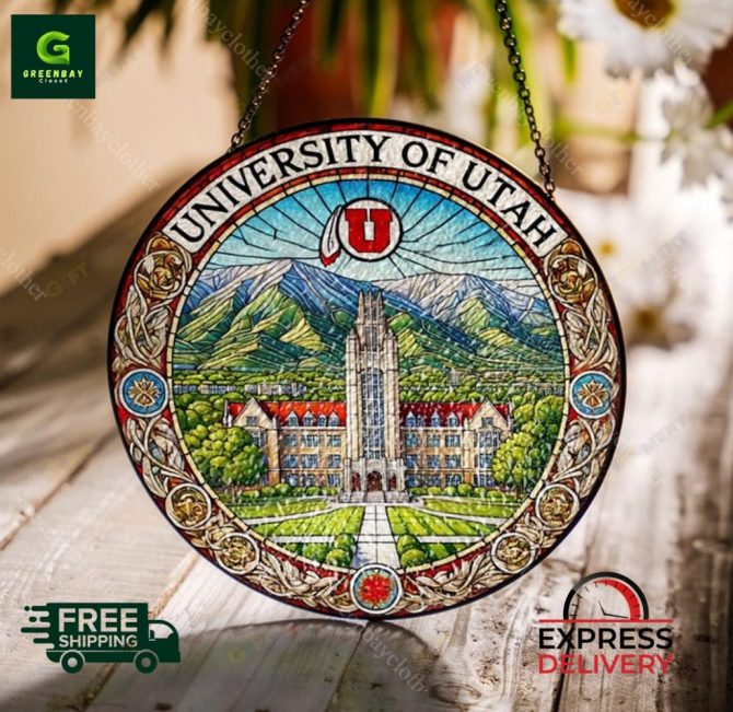 Stunning University Of Utah Stained Glass Window Hanging - Free Shipping & Express Delivery!