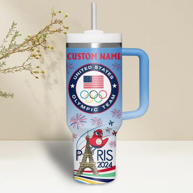 Customizable Team Usa Paris 2024 Olympic Tumbler With Handle – Show Your Support! - Image 3