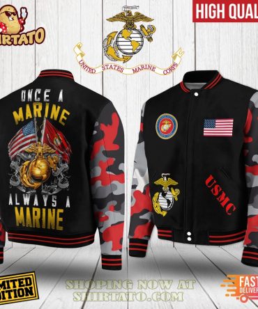 Limited Edition Usmc Varsity Jacket - Once A Marine Always A Marine - High Quality