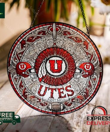 Utah Utes Stained Glass Hanging Sign - Unique Decor , Free Shipping & Express Delivery!