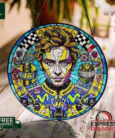 Valentino Rossi Stained Glass Art - Colorful Motogp Tribute - Free Shipping!