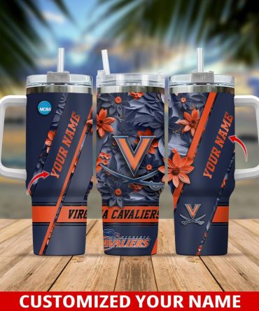 Customize Your Name Virginia Cavaliers Tumbler - 20Oz Floral Design Mug, Perfect Gift!