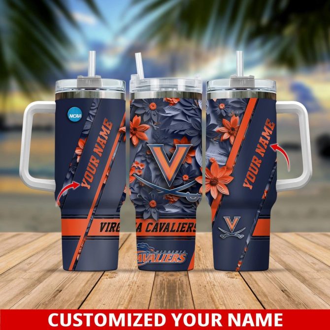 Customize Your Name Virginia Cavaliers Tumbler - 20Oz Floral Design Mug, Perfect Gift!
