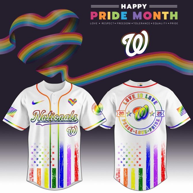 Celebrate Pride With Nationals Rainbow Jersey - Limited Edition 2023 , Love, Peace & Equality