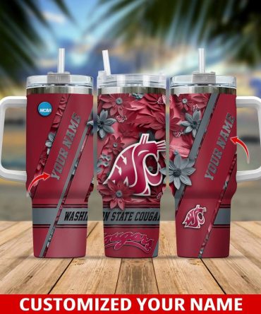 Customizable Washington State Cougars Tumbler - Personalize Your Name, Perfect Gift For Fans