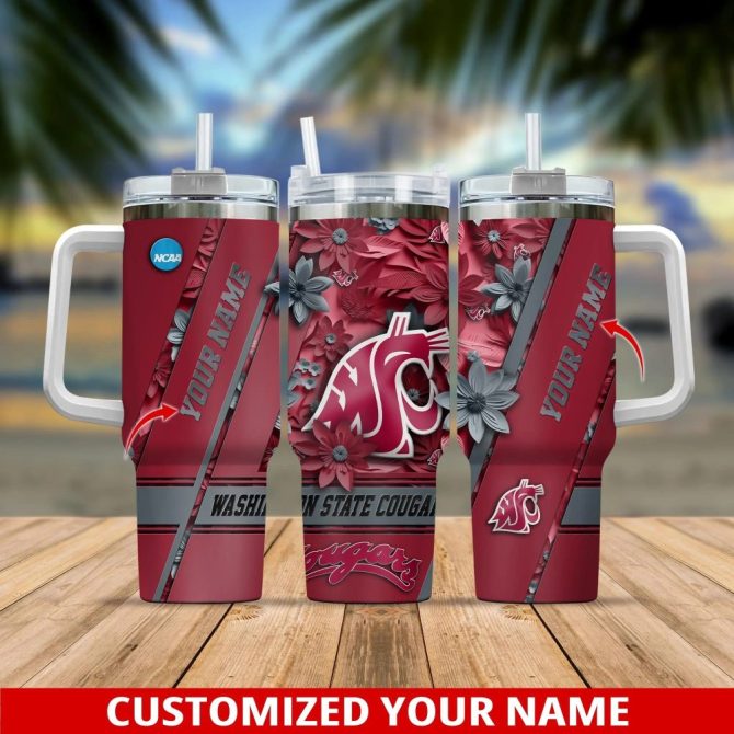 Customizable Washington State Cougars Tumbler - Personalize Your Name, Perfect Gift For Fans