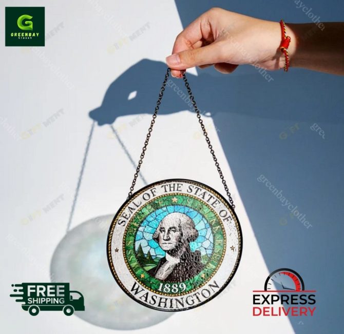 Washington State Seal Stained Glass Suncatcher –  Express Delivery - Image 2