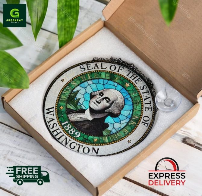 Washington State Seal Stained Glass Suncatcher –  Express Delivery - Image 5