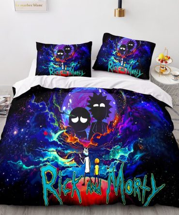 Rick & Morty Galaxy Bed Set - Soft Microfiber Bedding For Fans - Includes Duvet Cover & Pillowcases