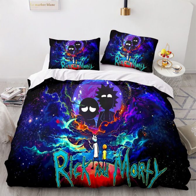 Rick & Morty Galaxy Bed Set - Soft Microfiber Bedding For Fans - Includes Duvet Cover & Pillowcases